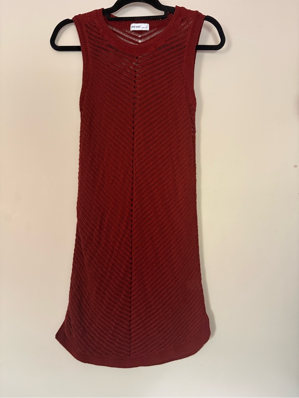 100% cotton rust, red swimsuit, cover-up/layering knit dress